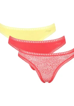 Sloggi Women GO Crush String (3-pack), dames string, geel, oranjerood, print