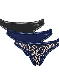 Sloggi Women GO Crush String (3-pack), dames string, zwart, blauw, print