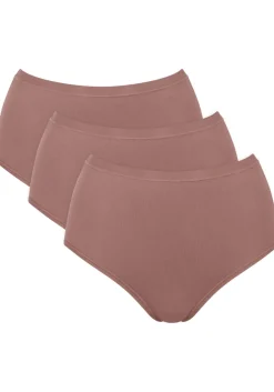 Sloggi Women GO Daily Cotton Highwaist (3-pack), dames slip, donkerbruin