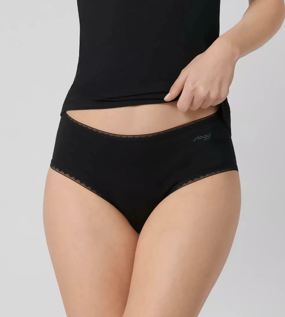 Sloggi Women GO Midi (2-pack), dames slip, zwart