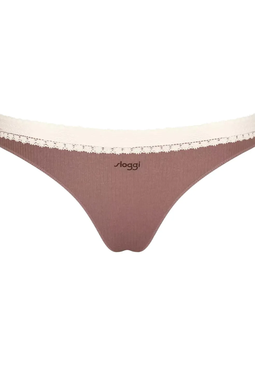 Sloggi Women GO Ribbed R Brazil (2-pack), dames slip, lichtbruin en ecru