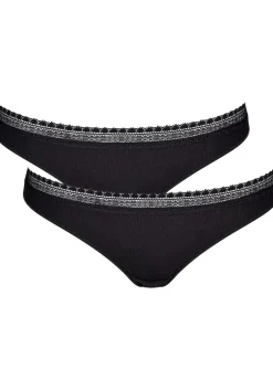 Sloggi Women GO Ribbed R Brazil (2-pack), dames slip, zwart