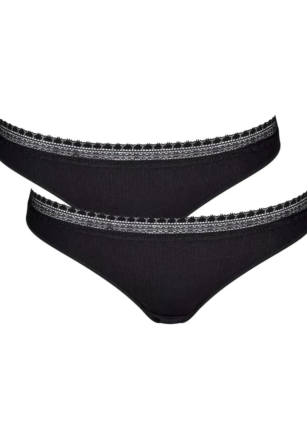 Sloggi Women GO Ribbed R Brazil (2-pack), dames slip, zwart
