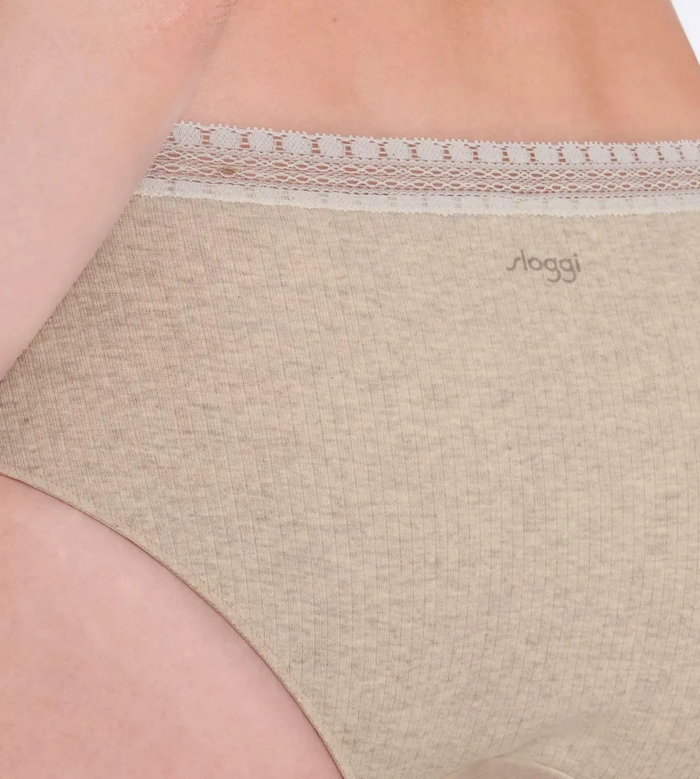 Sloggi Women GO Ribbed R Hipster (2-pack), dames slip, beige melange