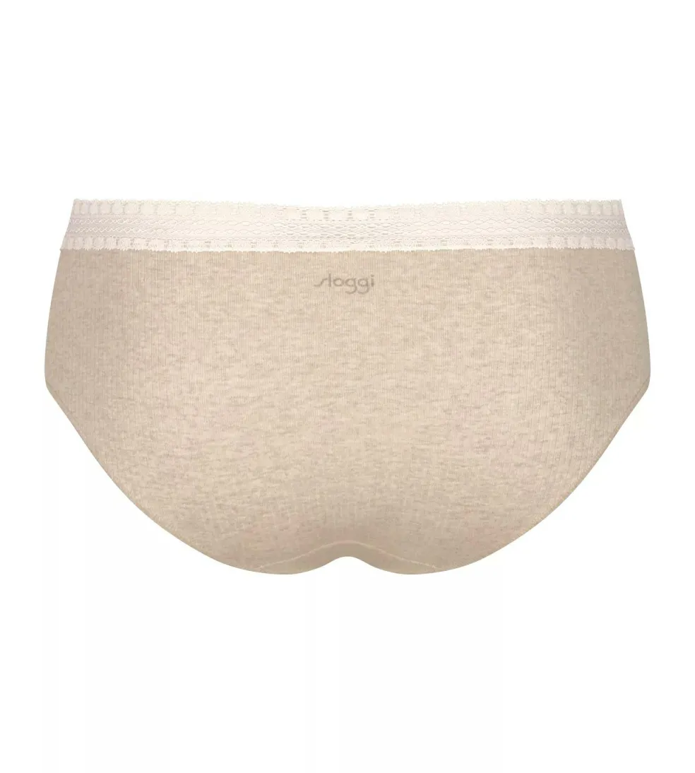 Sloggi Women GO Ribbed R Hipster (2-pack), dames slip, beige melange