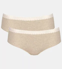 Sloggi Women GO Ribbed R Hipster (2-pack), dames slip, beige melange
