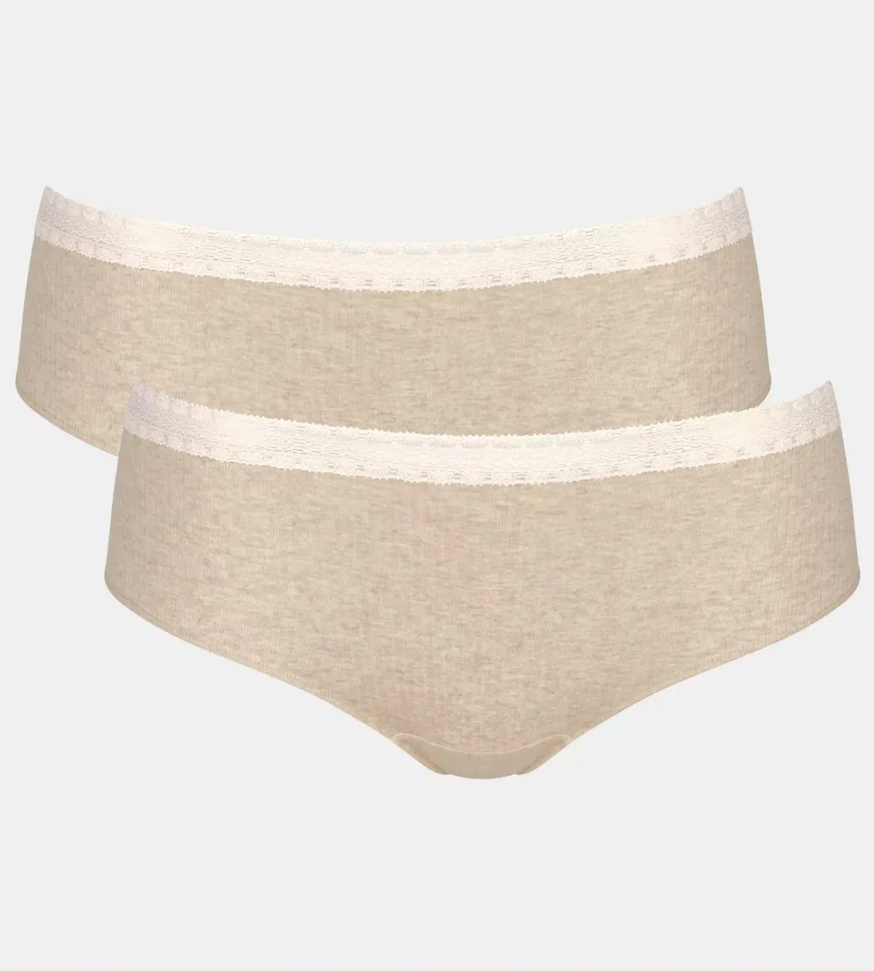 Sloggi Women GO Ribbed R Hipster (2-pack), dames slip, beige melange