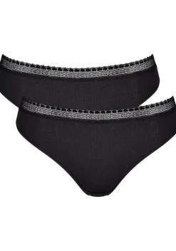 Sloggi Women GO Ribbed R Tai (2-pack), dames slip, zwart
