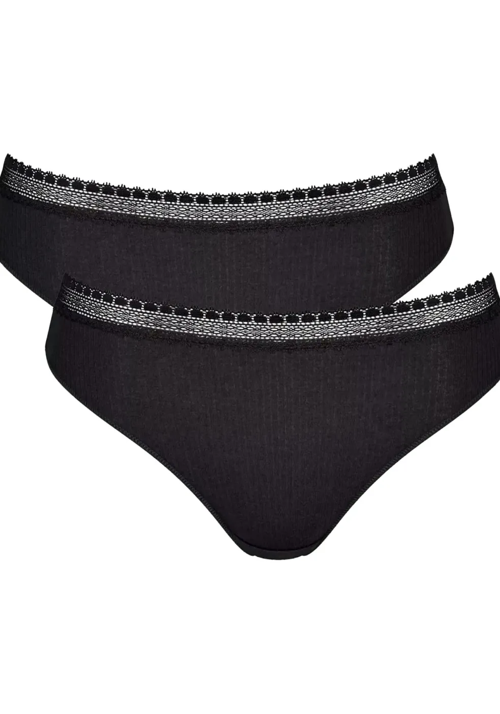 Sloggi Women GO Ribbed R Tai (2-pack), dames slip, zwart