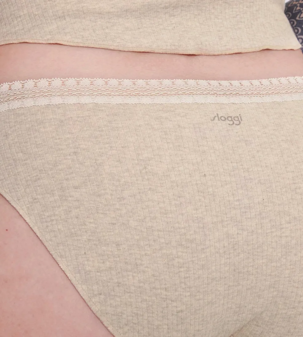 Sloggi Women GO Ribbed R Tai (2-pack), dames slip, beige melange
