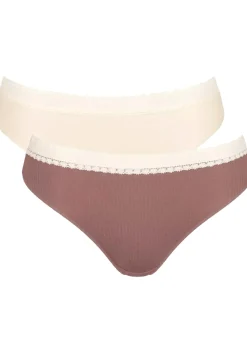 Sloggi Women GO Ribbed R Tai (2-pack), dames slip, lichtbruin en ecru
