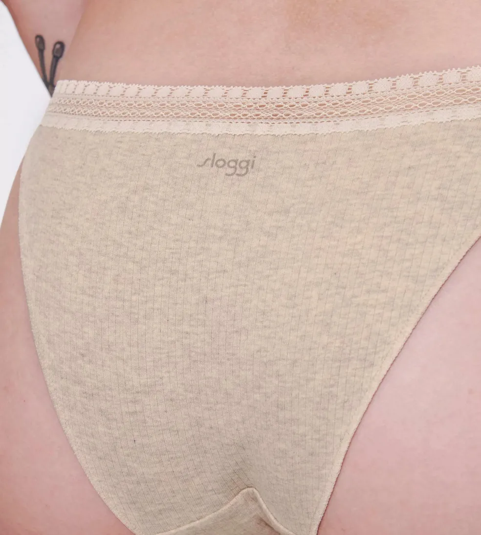 Sloggi Women GO Ribbed R Tanga (2-pack), dames slip, beige melange