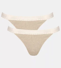 Sloggi Women GO Ribbed R Tanga (2-pack), dames slip, beige melange