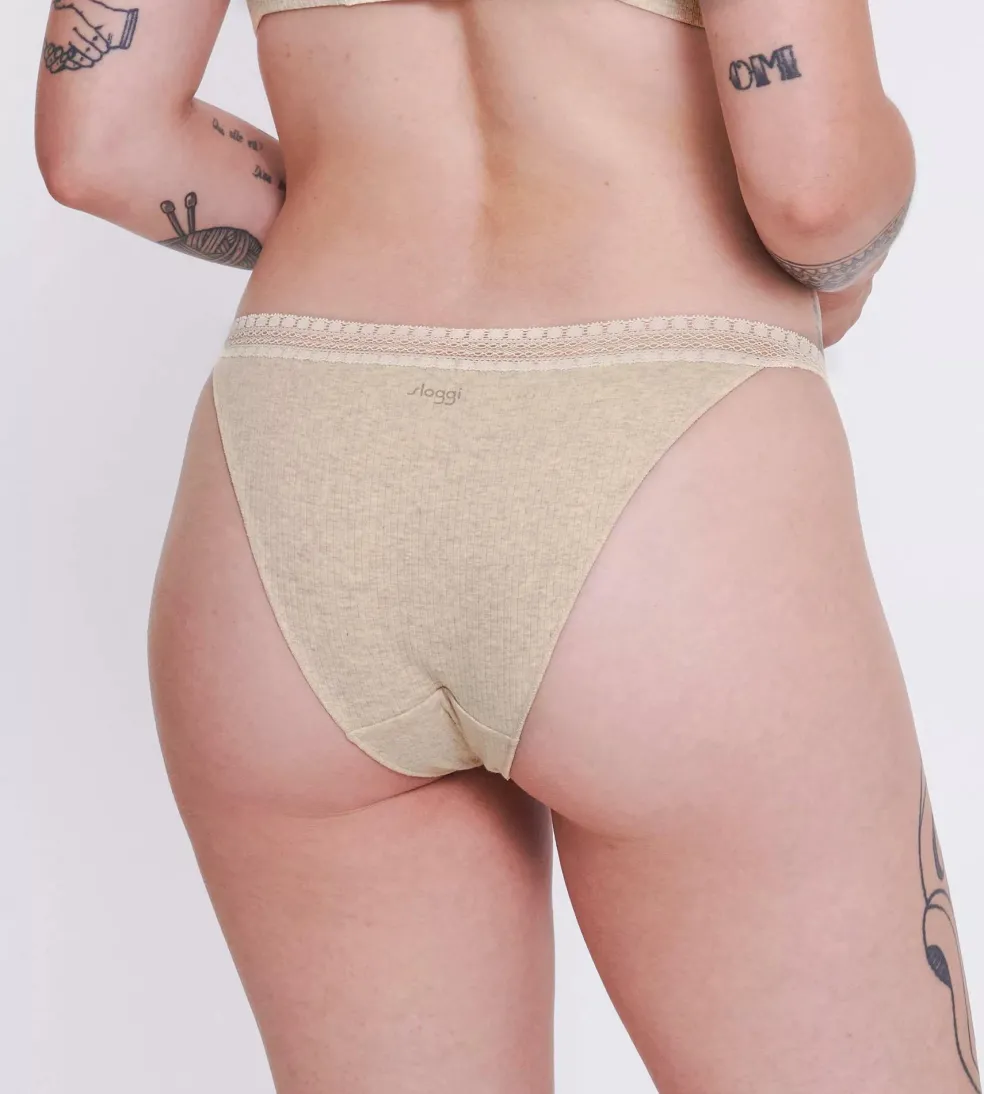 Sloggi Women GO Ribbed R Tanga (2-pack), dames slip, beige melange