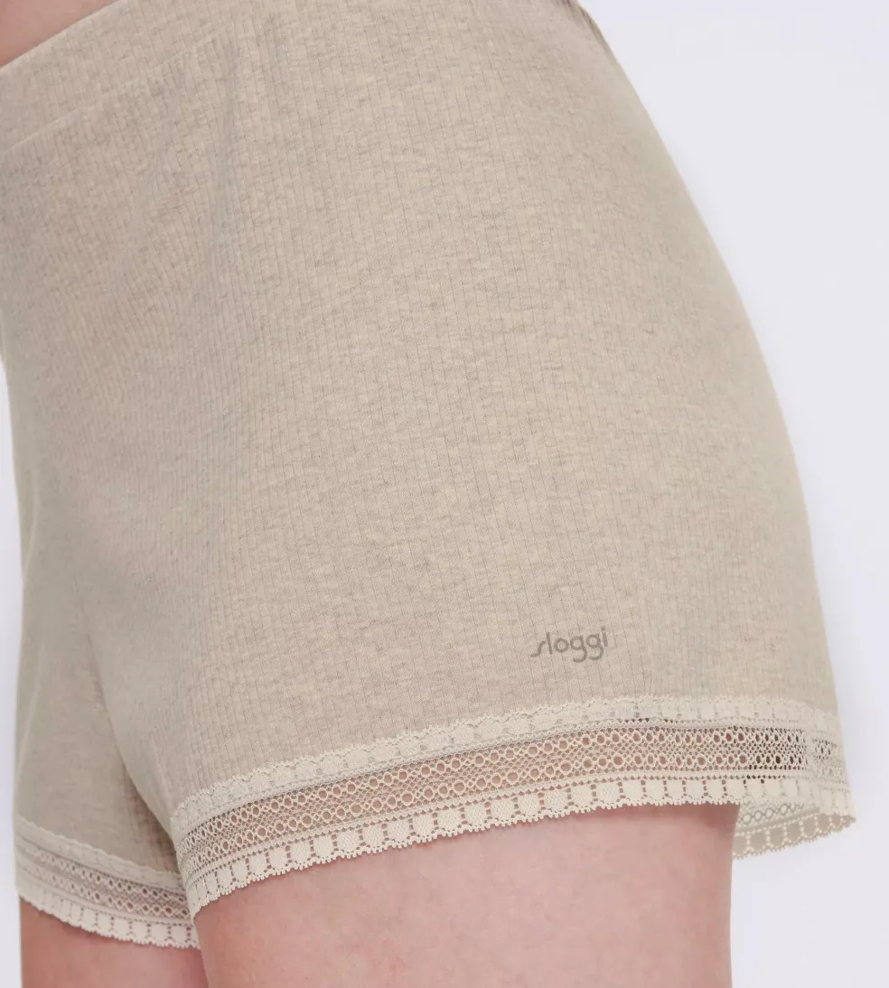 Sloggi Women GO Ribbed Short (1-pack), dames boxer, beige melange