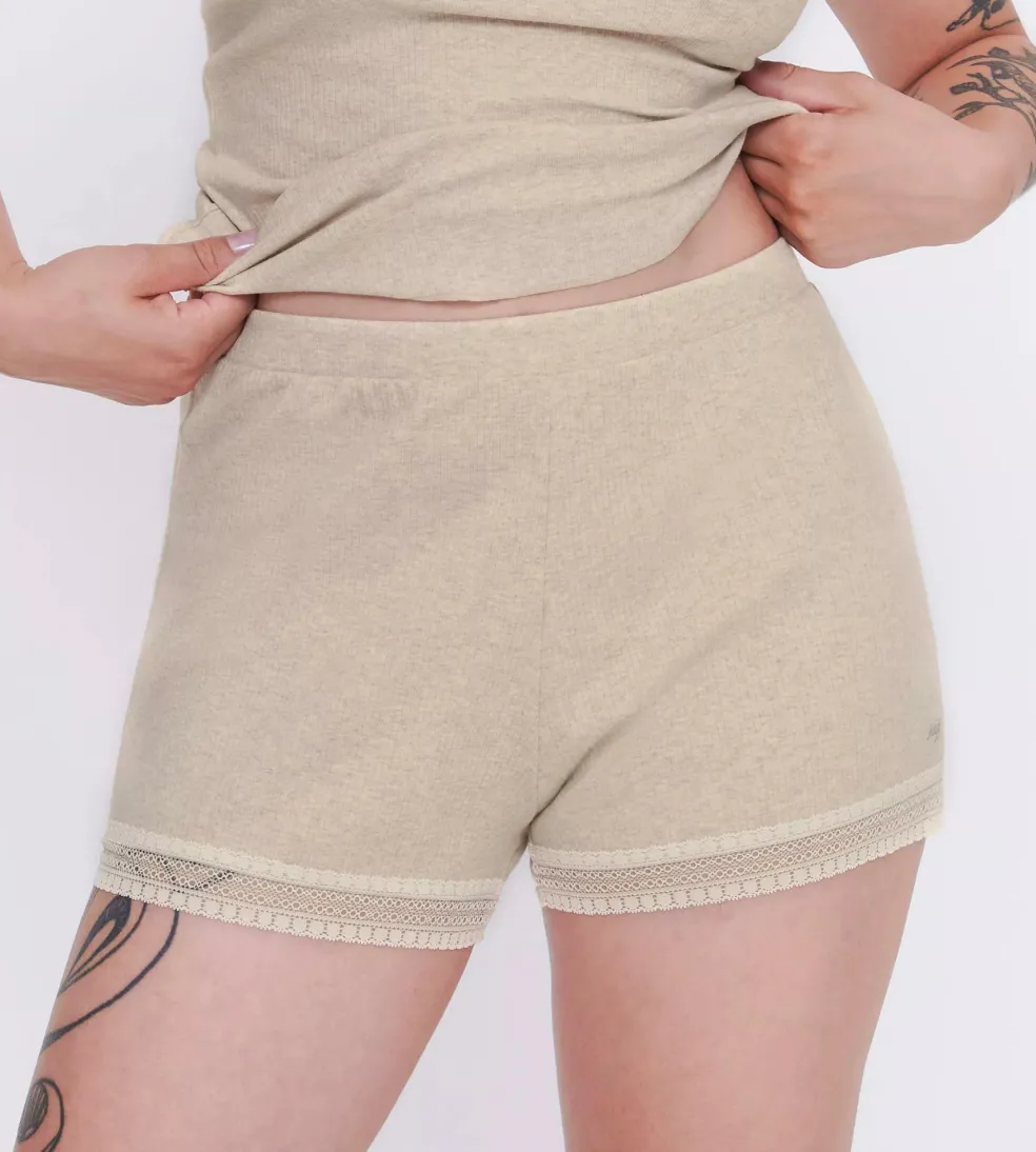 Sloggi Women GO Ribbed Short (1-pack), dames boxer, beige melange