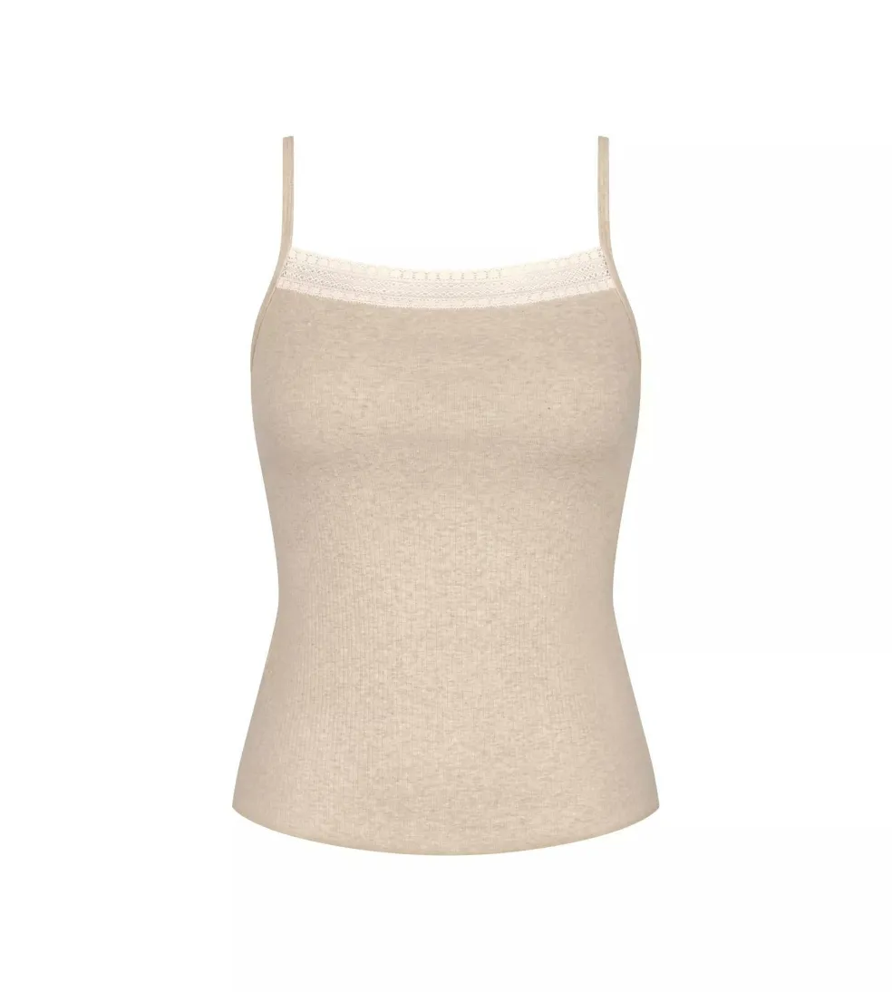 Sloggi Women GO Ribbed Spaghetti Top (1-pack), dames singlet, beige melange