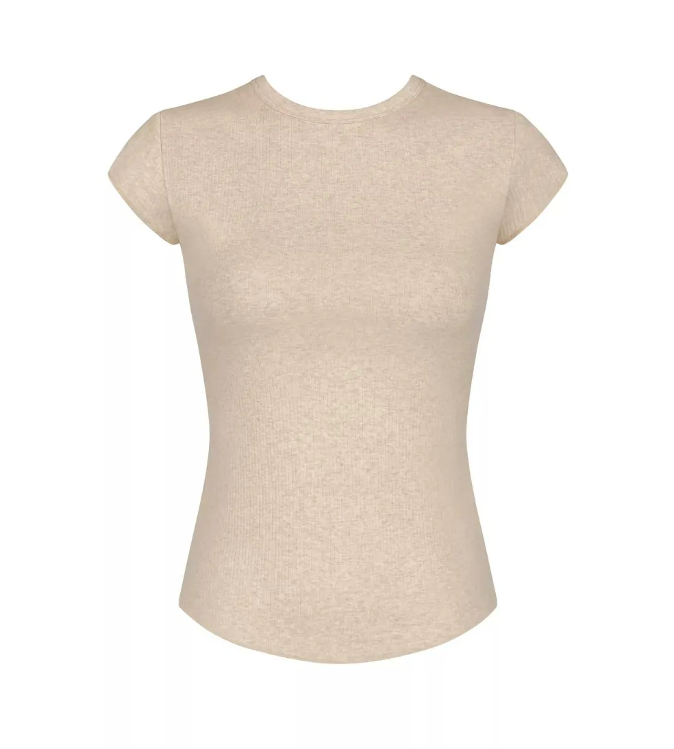 Sloggi Women GO Ribbed T-Shirt (1-pack), dames T-shirt, beige melange
