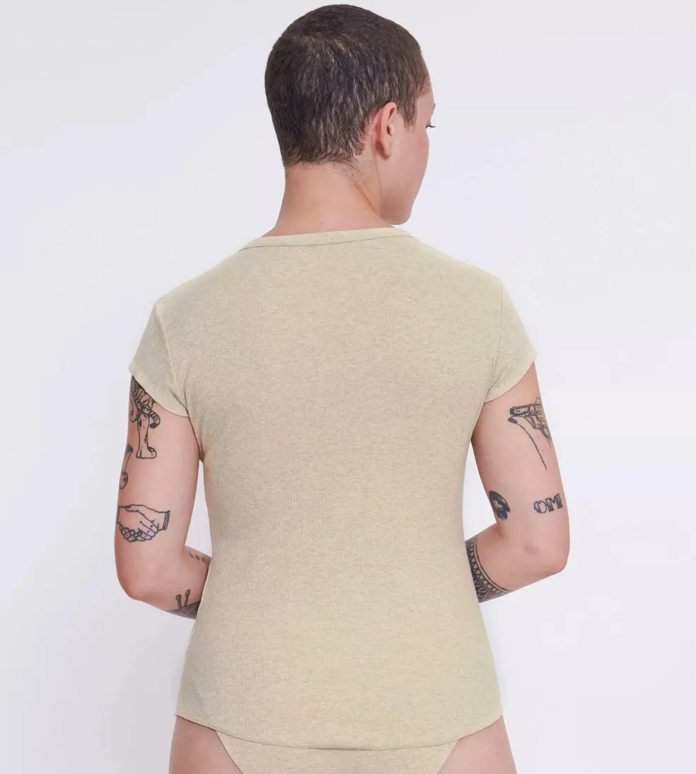 Sloggi Women GO Ribbed T-Shirt (1-pack), dames T-shirt, beige melange