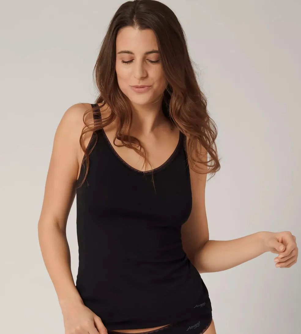 Sloggi Women GO Shirt 01 (2-pack), dames singlet, zwart