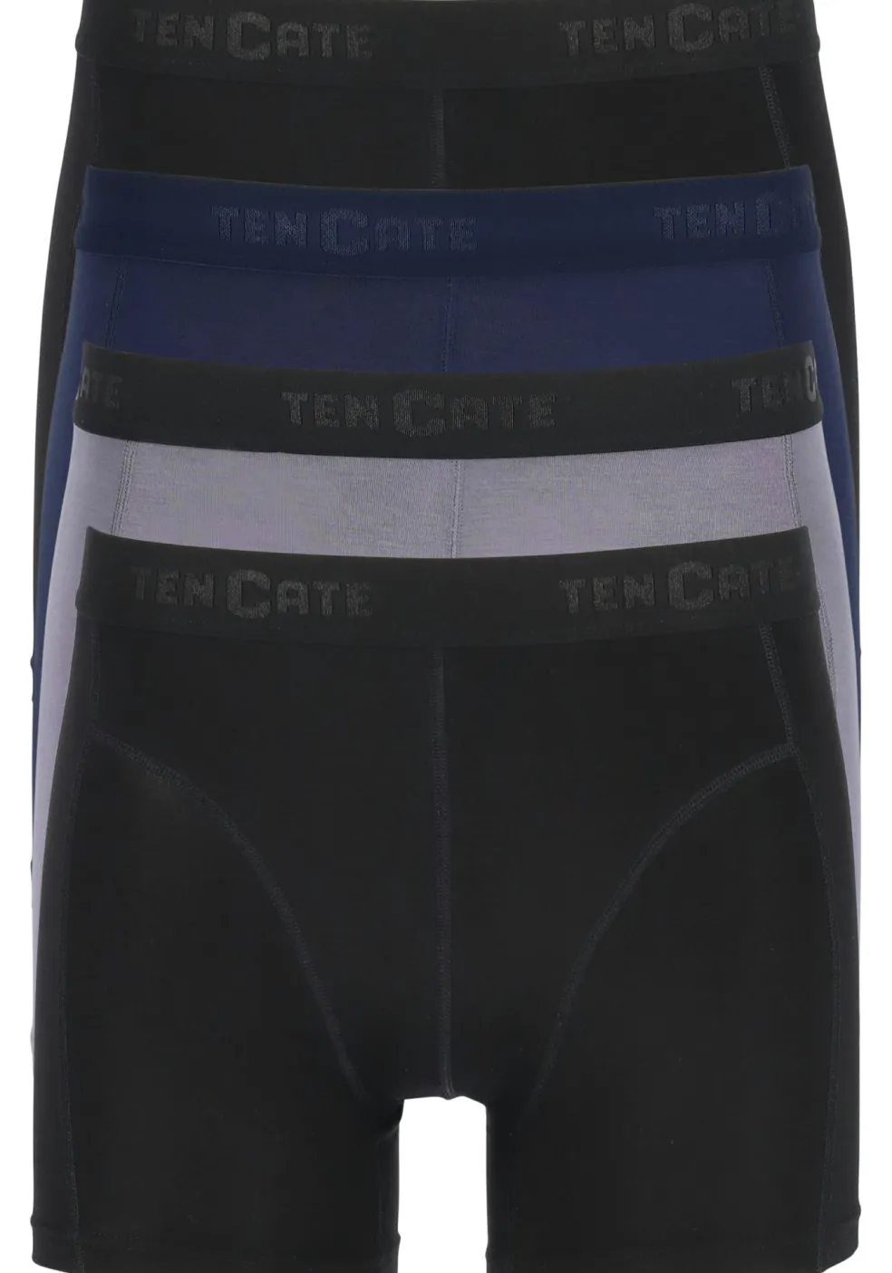 TEN CATE Basics men bamboo viscose shorts (4-pack), heren boxers normale lengte, zwart, blauw en grijs