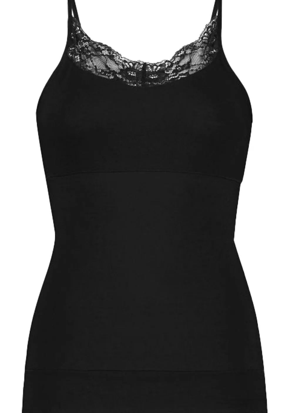 TEN CATE Basics women spaghetti top shape met kant (1-pack), dames singlet, zwart