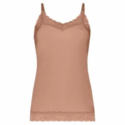 TEN CATE Secrets Lace women spaghetti top met kant (1-pack), dames singlet, roze bruin