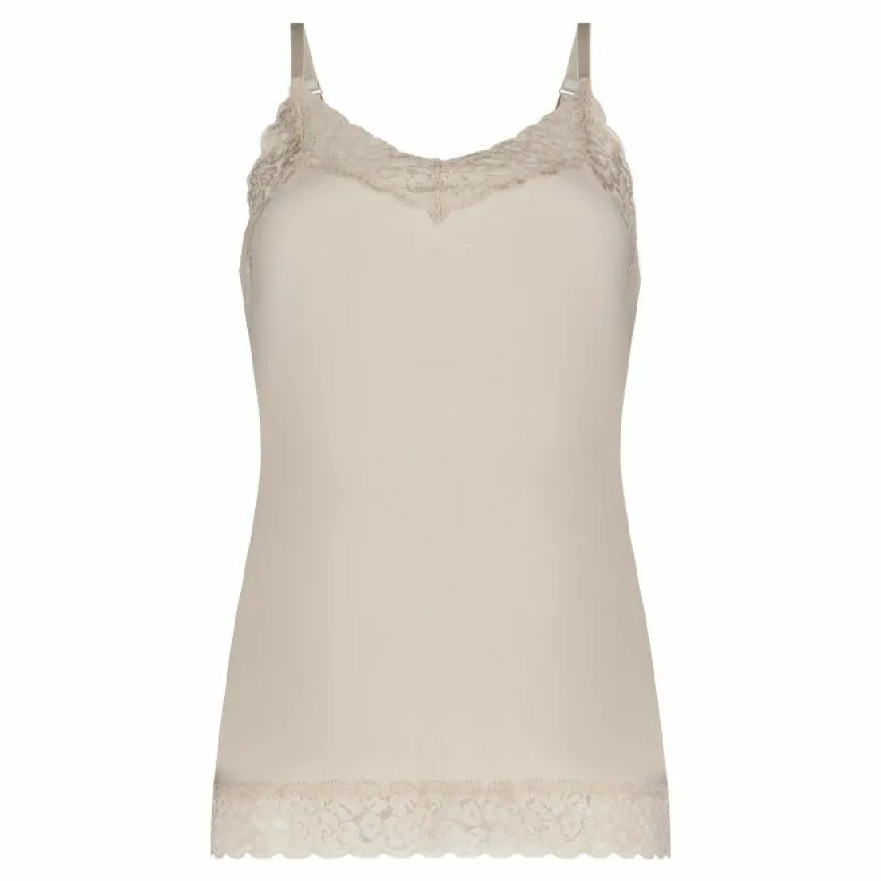 TEN CATE Secrets Lace women spaghetti top met kant (1-pack), dames singlet, amandelkleurig