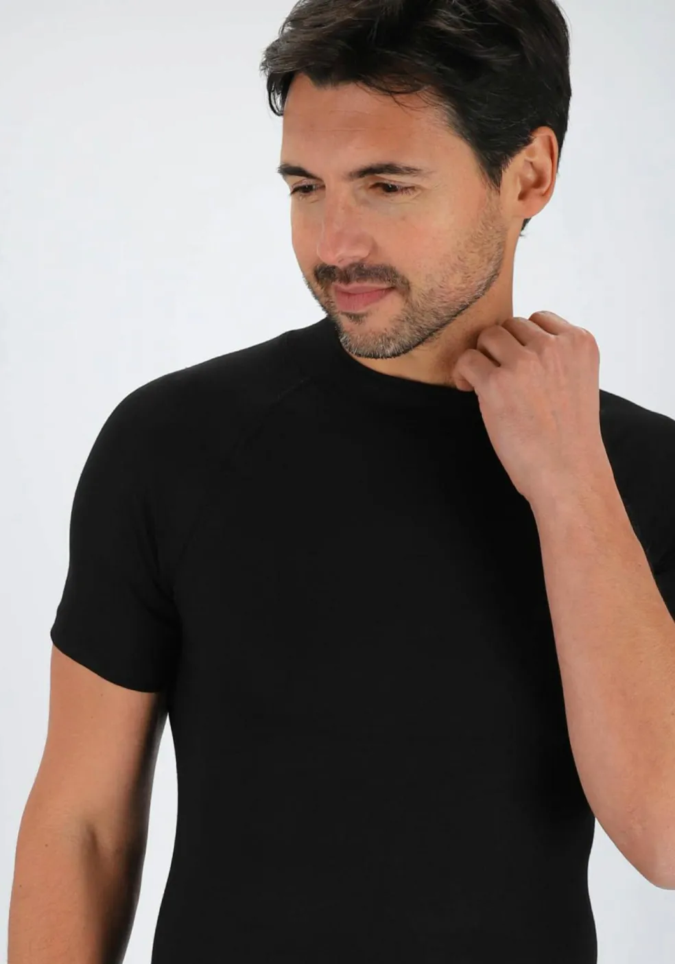 TEN CATE Thermo men T-shirt, heren thermo T-shirt korte mouw en O-hals, zwart