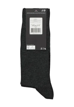Tommy Hilfiger Check Socks (2-pack), herensokken katoen, geruit en uni, antraciet