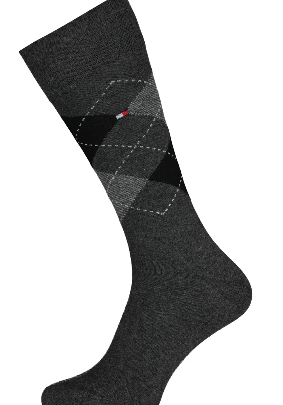 Tommy Hilfiger Check Socks (2-pack), herensokken katoen, geruit en uni, antraciet