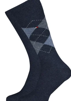 Tommy Hilfiger Check Socks (2-pack), herensokken katoen, geruit en uni, jeans blauw