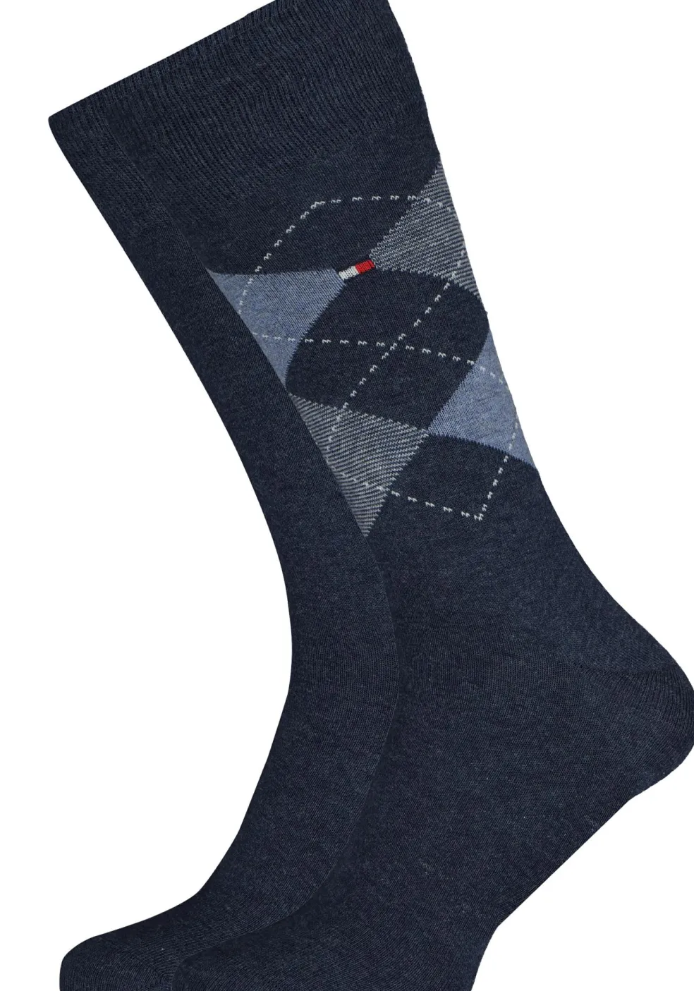 Tommy Hilfiger Check Socks (2-pack), herensokken katoen, geruit en uni, jeans blauw