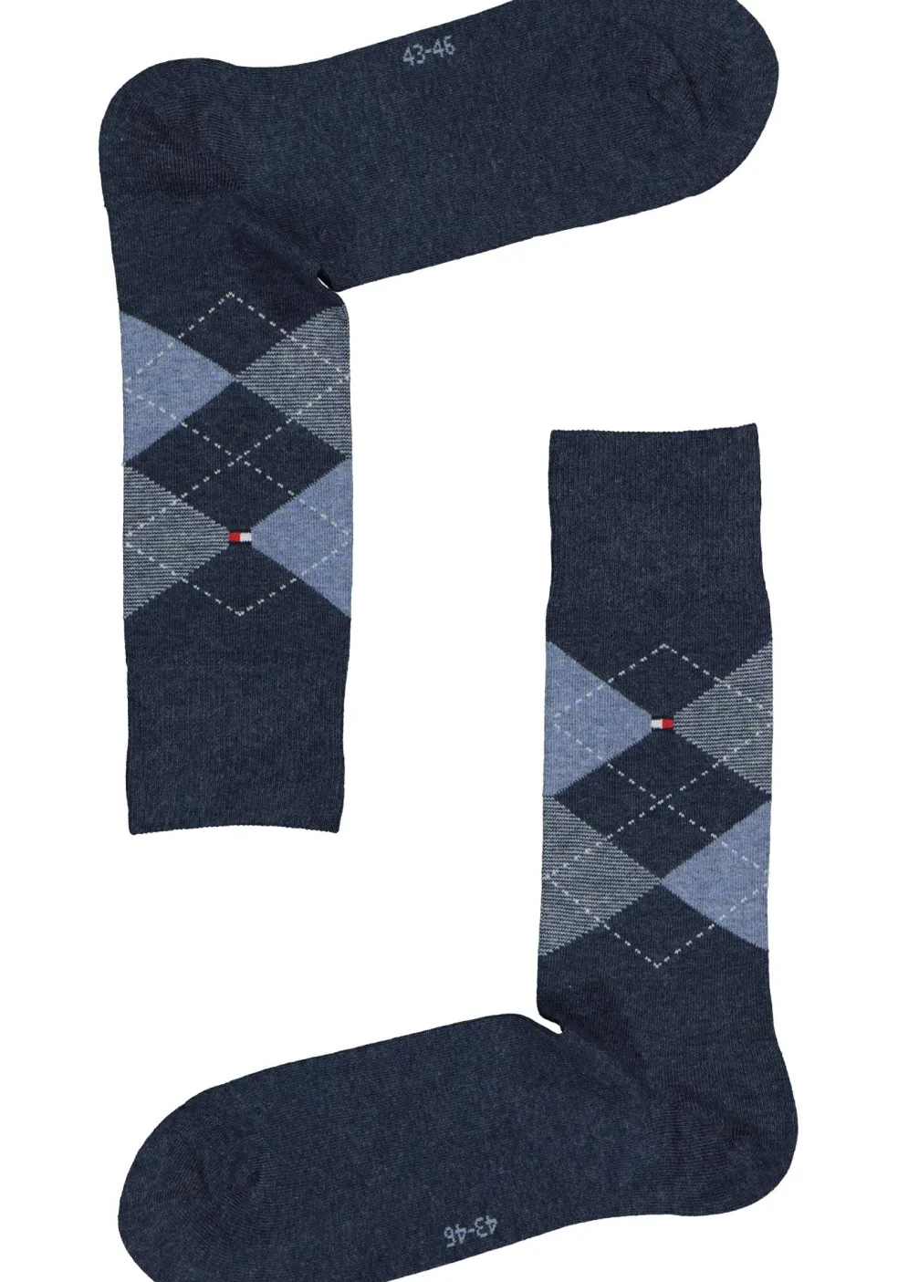 Tommy Hilfiger Check Socks (2-pack), herensokken katoen, geruit en uni, jeans blauw