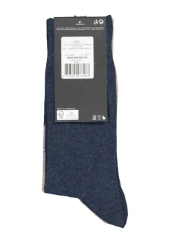 Tommy Hilfiger Check Socks (2-pack), herensokken katoen, geruit en uni, beige met jeansblauw