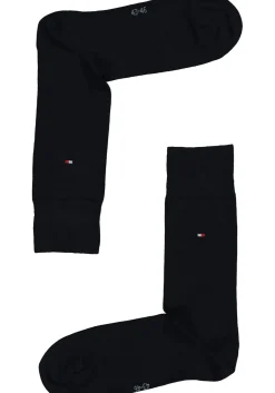 Tommy Hilfiger Check Socks (2-pack), herensokken katoen, geruit en uni, donkerblauw