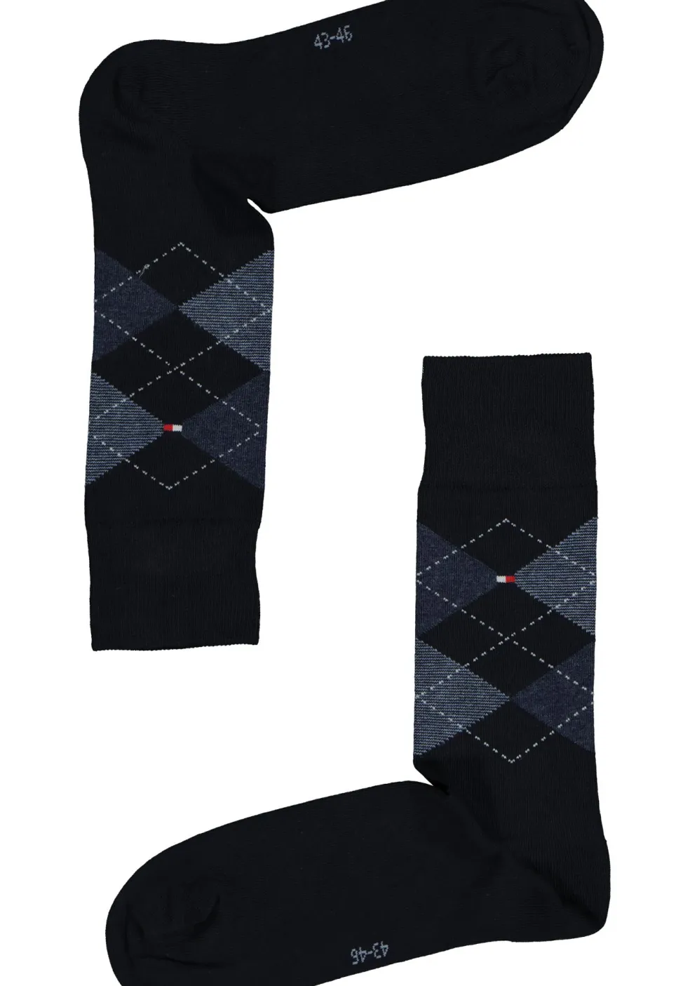 Tommy Hilfiger Check Socks (2-pack), herensokken katoen, geruit en uni, donkerblauw