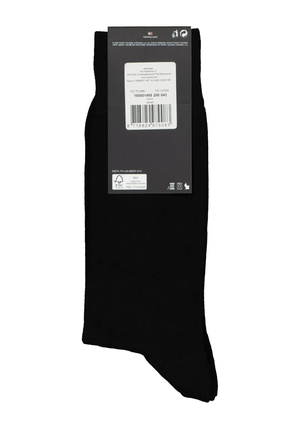 Tommy Hilfiger Check Socks (2-pack), herensokken katoen, geruit en uni, zwart