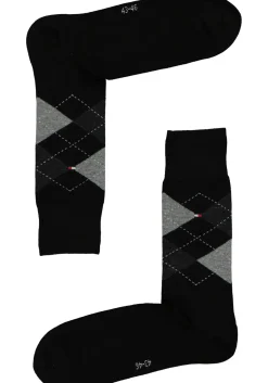 Tommy Hilfiger Check Socks (2-pack), herensokken katoen, geruit en uni, zwart