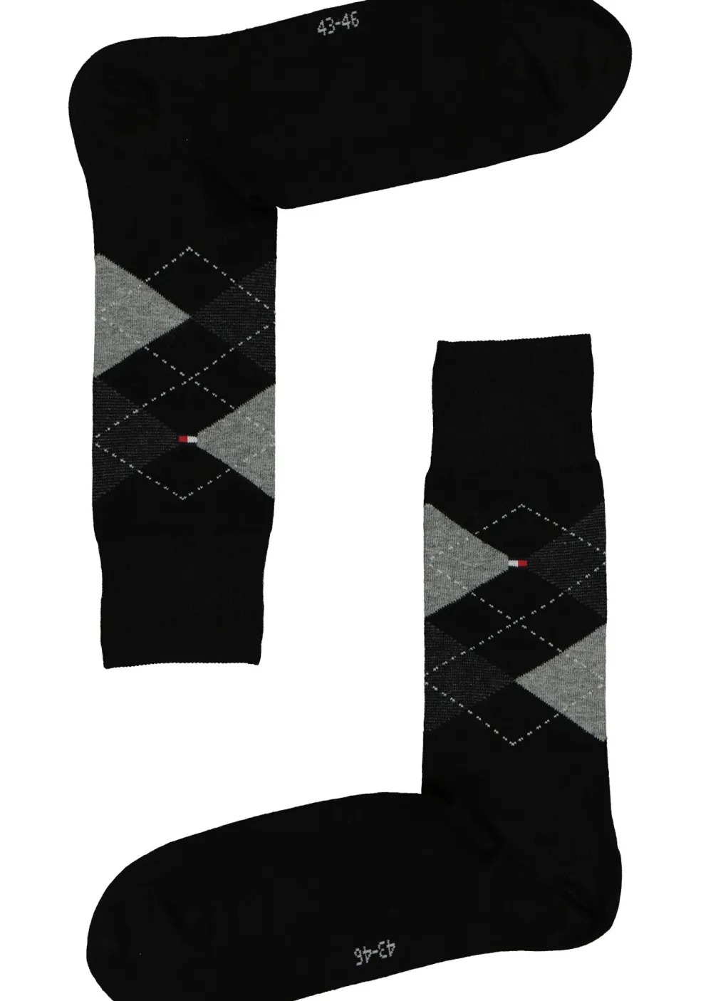 Tommy Hilfiger Check Socks (2-pack), herensokken katoen, geruit en uni, zwart