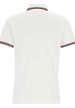 Tommy Hilfiger Core slim fit polo, heren polo met contrastbiezen, wit