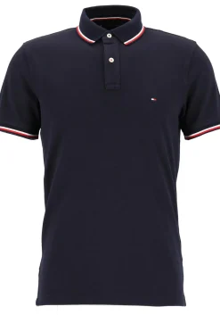 Tommy Hilfiger Core slim fit polo, heren polo met contrastbiezen, donkerblauw