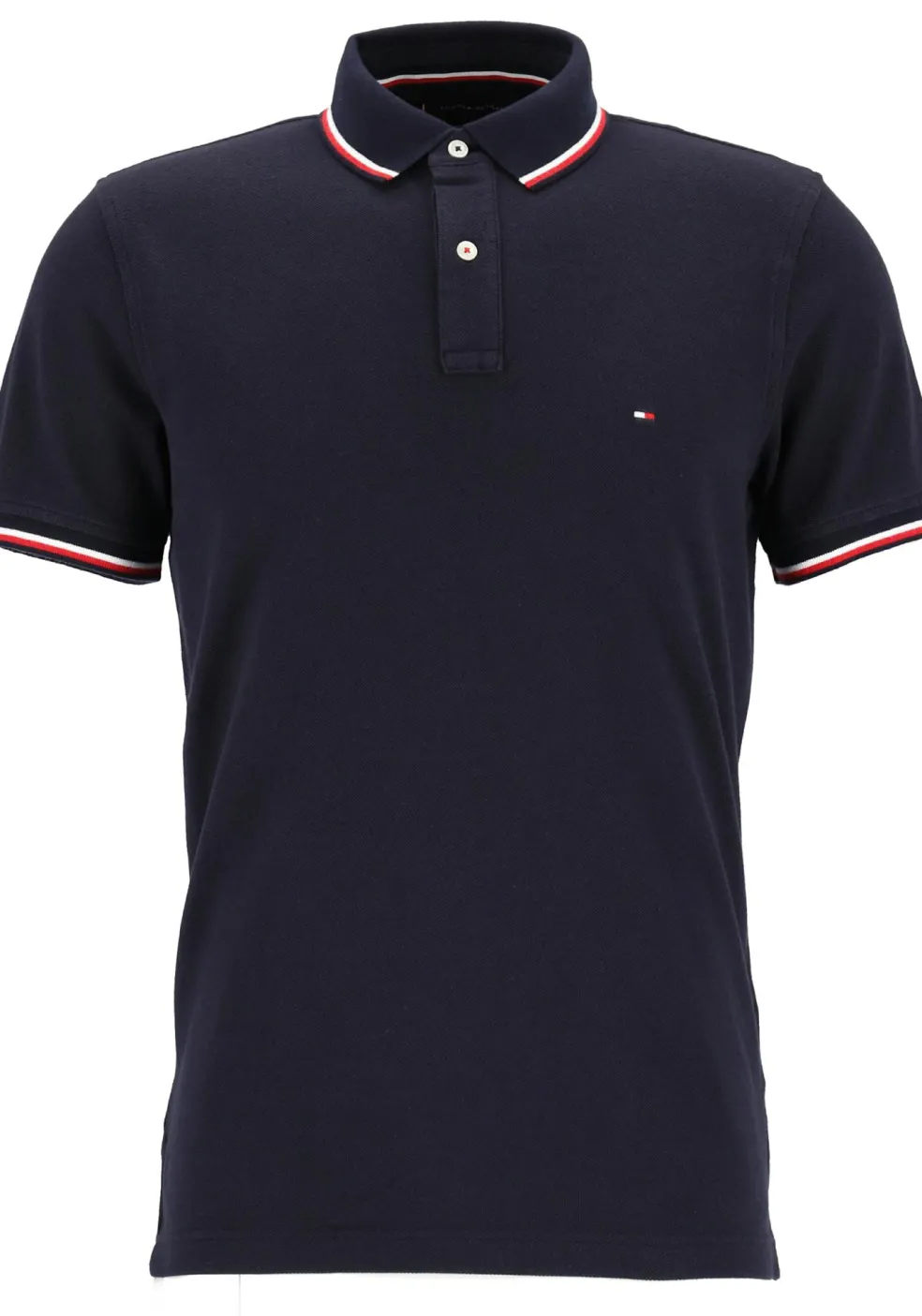 Tommy Hilfiger Core slim fit polo, heren polo met contrastbiezen, donkerblauw