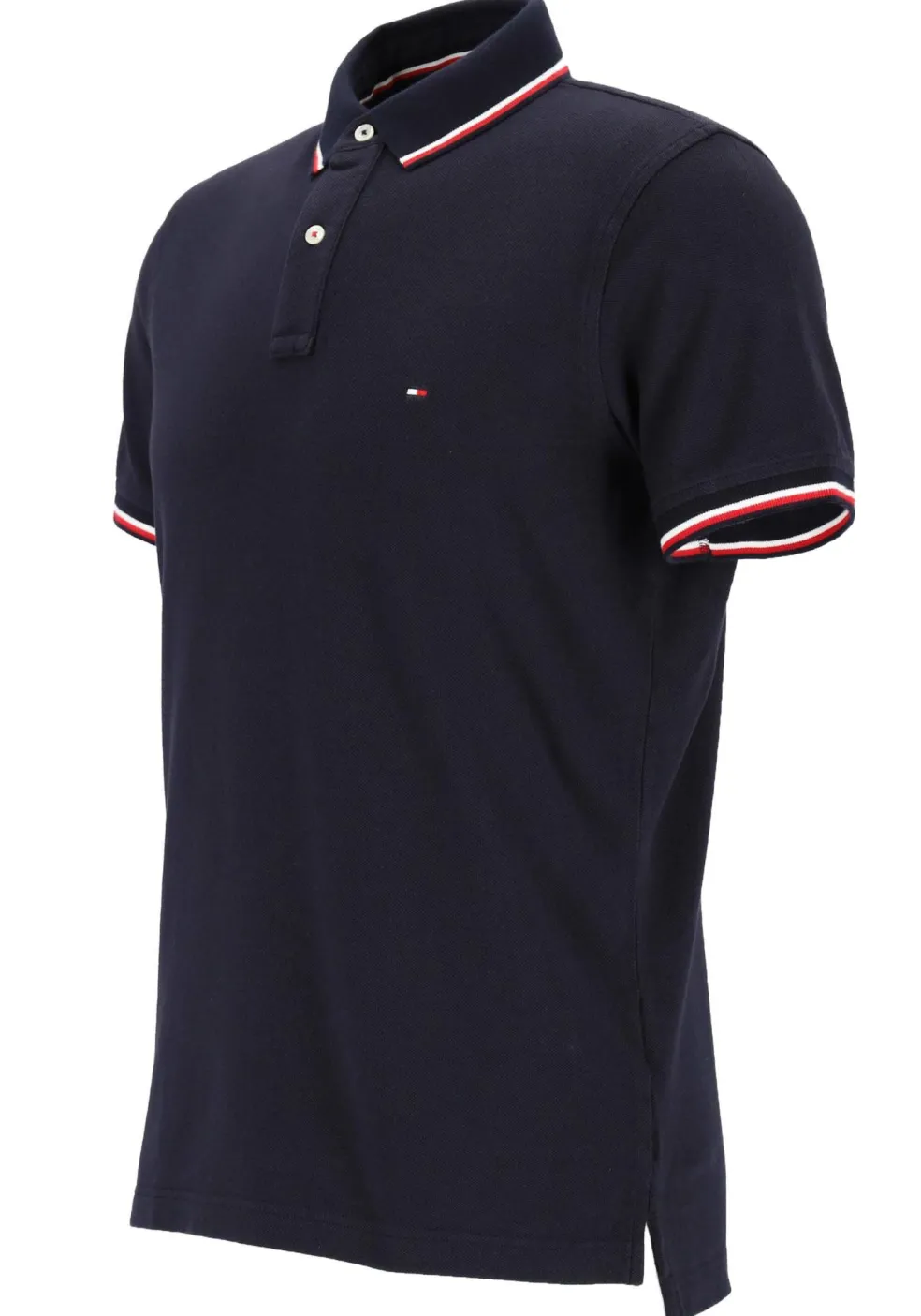 Tommy Hilfiger Core slim fit polo, heren polo met contrastbiezen, donkerblauw