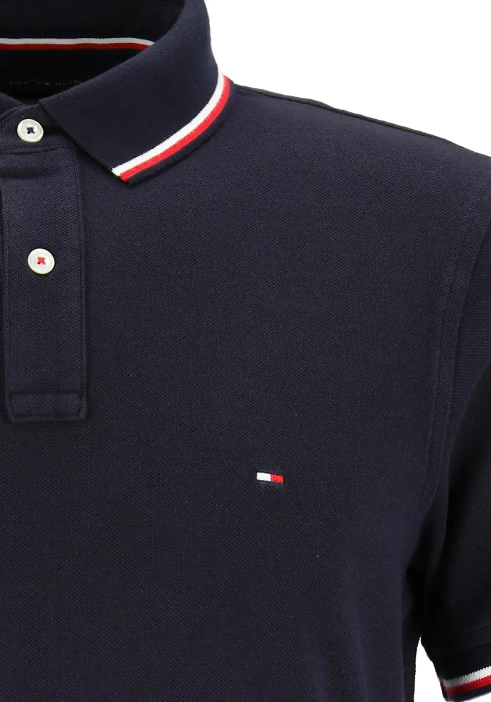 Tommy Hilfiger Core slim fit polo, heren polo met contrastbiezen, donkerblauw