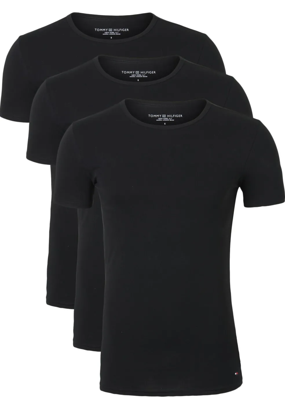 Tommy Hilfiger Cotton stretch T-shirts (3-pack), heren T-shirts O-hals, zwart