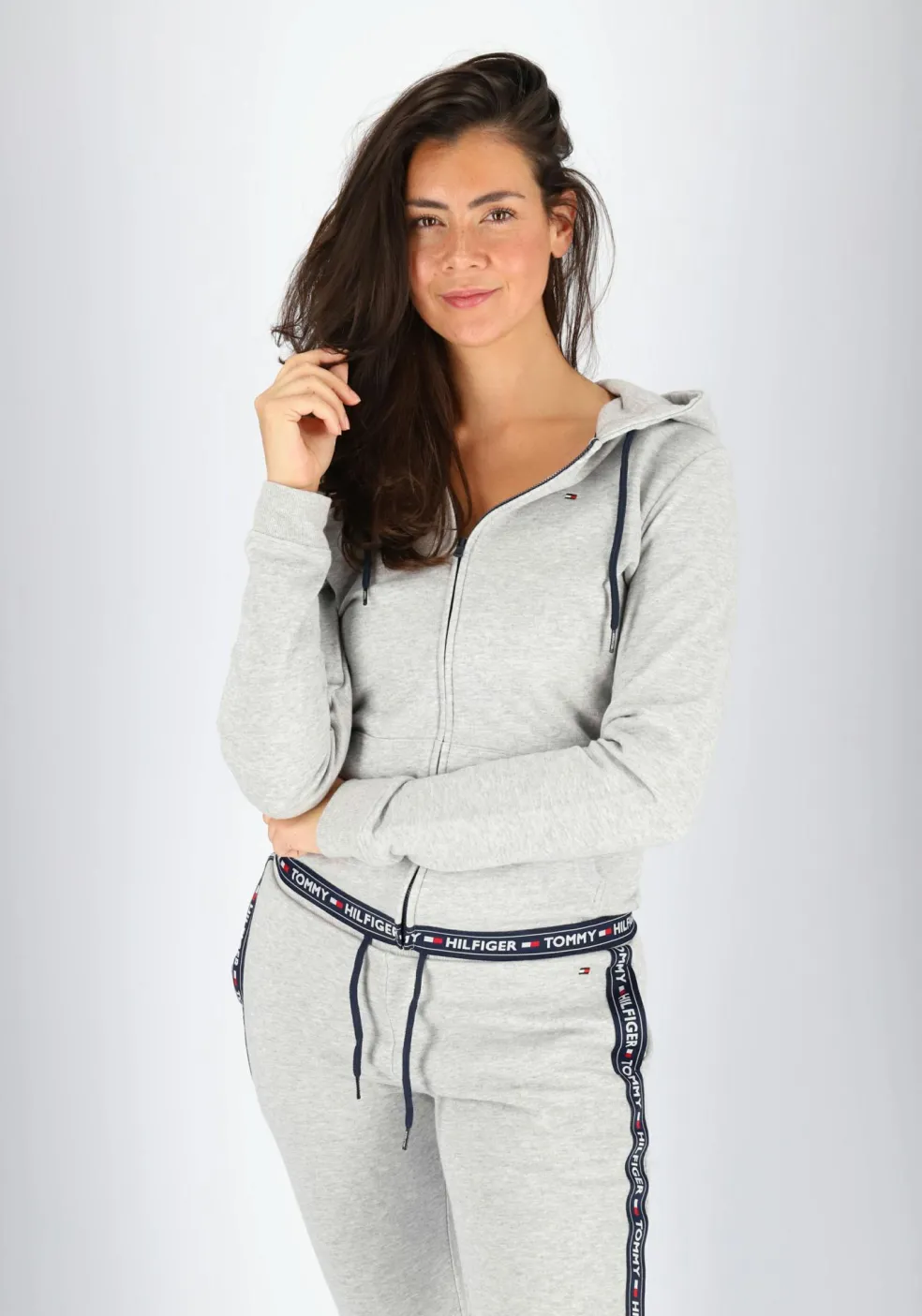 Tommy Hilfiger dames Authentic track pant, joggingbroek normale dikte, grijs melange