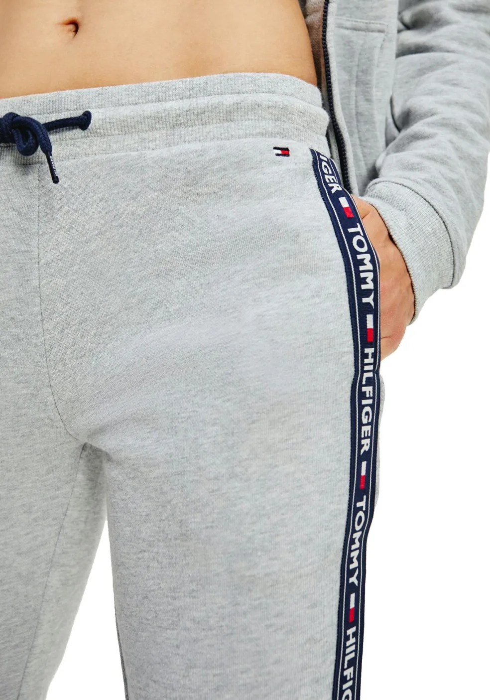 Tommy Hilfiger dames Authentic track pant, joggingbroek normale dikte, grijs melange