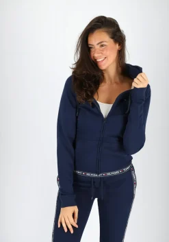 Tommy Hilfiger dames Authentic hoodie, sweatvest met capuchon, middeldik, donkerblauw