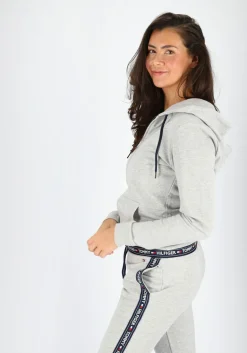 Tommy Hilfiger dames Authentic hoodie, sweatvest met capuchon, middeldik, grijs melange